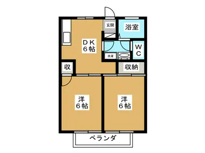 セジュール国立(2DK/2階)の間取り写真