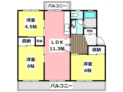 陽和台第三 第3号棟(3LDK/5階)の間取り写真