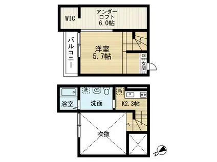 カーサ・ティエラ(1K/1階)の間取り写真