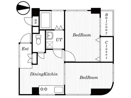 ロワール清川(2DK/4階)の間取り写真