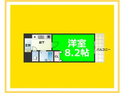 ウィンヒルズ難波西(1K/5階)の間取り写真