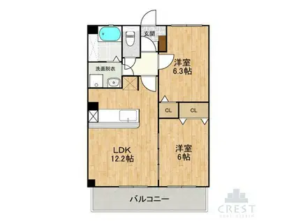 メゾンラピス(2LDK/3階)の間取り写真