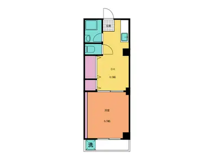 八百定ビル(1DK/3階)の間取り写真