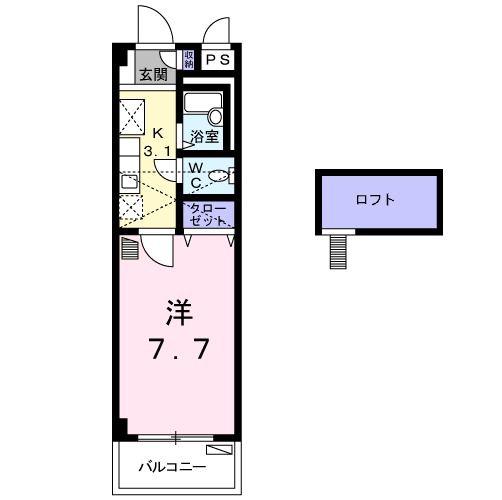 サンハイム(1K/2階)の間取り写真