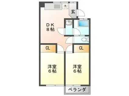 COMODO BASE (2DK/1階)の間取り写真