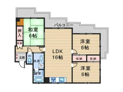 中桜塚4丁目マンション(3LDK/2階)の間取り写真