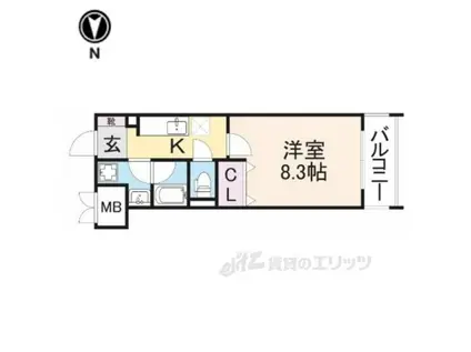 サンフークⅢ(1K/6階)の間取り写真