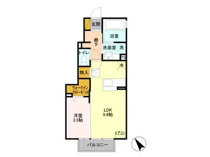 マロニエKINU(1LDK/1階)の間取り写真