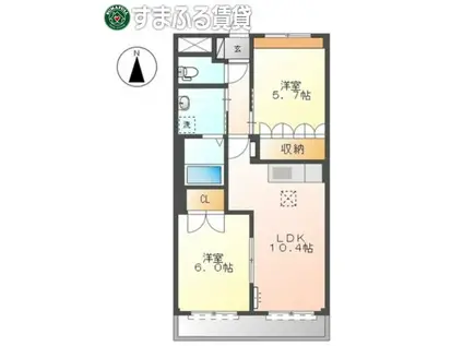 ベル ウッドI(2LDK/1階)の間取り写真