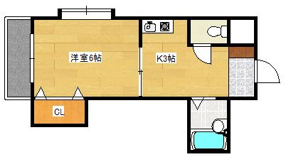 タウン己斐西(1DK/4階)の間取り写真
