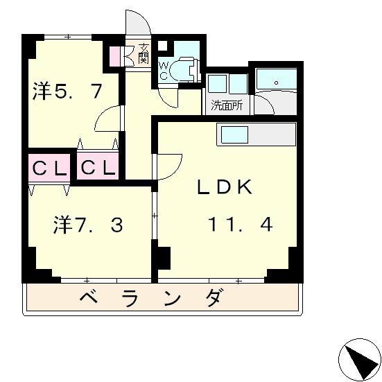 キングパレス東陽(2LDK/2階)の間取り写真