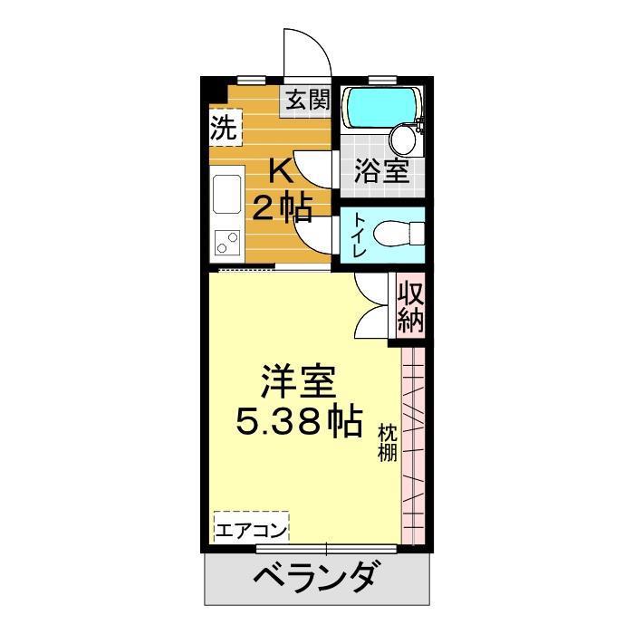 ヴィラ一の宮(1K/3階)の間取り写真