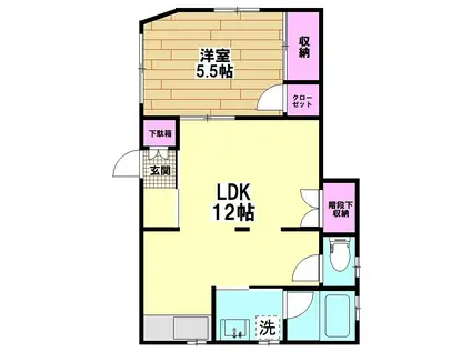 日暮里・舎人ライナー 舎人駅 徒歩14分 2階建 築30年(1LDK/1階)の間取り写真