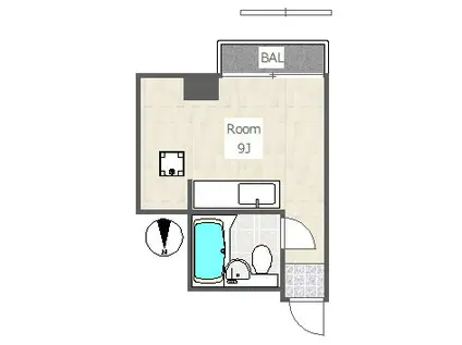 ハイツ岡庭(ワンルーム/2階)の間取り写真