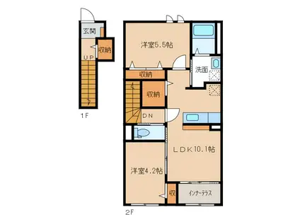 パーク・ヒルズII(2LDK/2階)の間取り写真