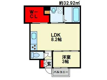 シアハウス大浦(1LDK/1階)の間取り写真