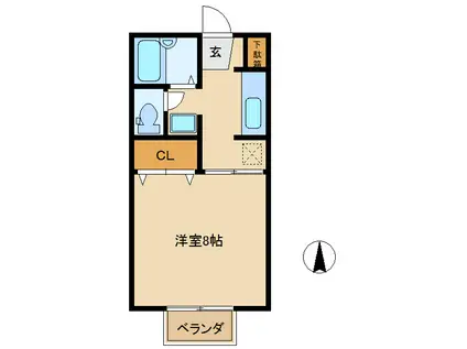 ベルハウス(1K/2階)の間取り写真