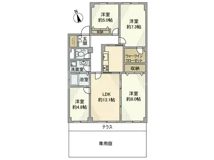 パシフィック我孫子グリーンタウン16号棟(4LDK/1階)の間取り写真