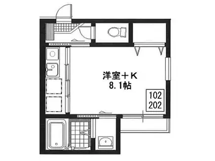 ハイツタイム II(1K/2階)の間取り写真