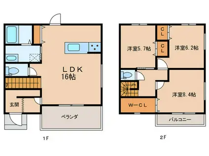 ディナスティIII(3LDK/2階)の間取り写真