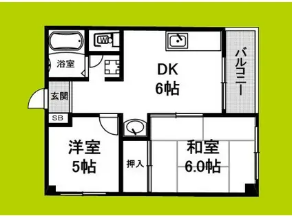 パルコスイート今川(2DK/3階)の間取り写真