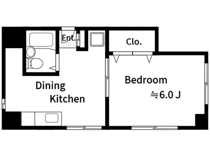 佐々木ビル(1DK/4階)の間取り写真