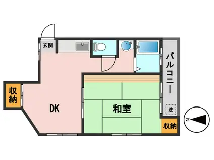 水野ビル(1DK/2階)の間取り写真