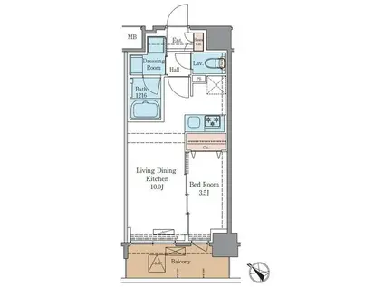 LUXENAプラスPAWS南行徳(1LDK/2階)の間取り写真
