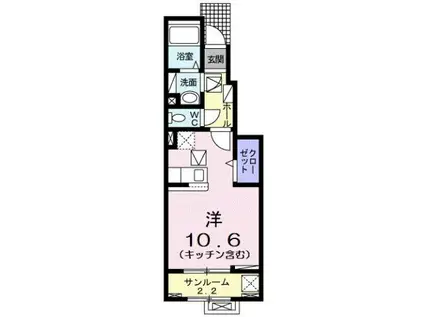 ヴィラージュ・ツボノIII(ワンルーム/1階)の間取り写真