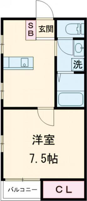 ディンプルハイツ(1DK/2階)の間取り写真