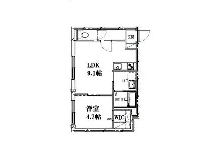 二十四軒3-5 MS A棟(1LDK/2階)の間取り写真