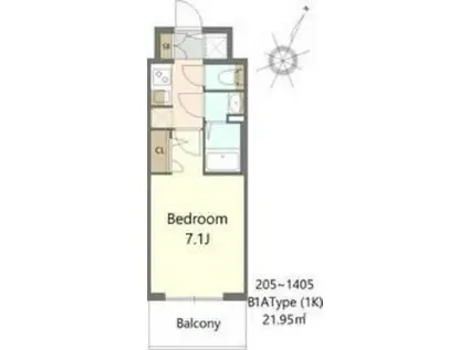 S-RESIDENCE大和田ALINE(1K/2階)の間取り写真