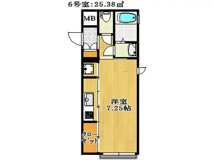 フォルス17(1K/2階)の間取り写真