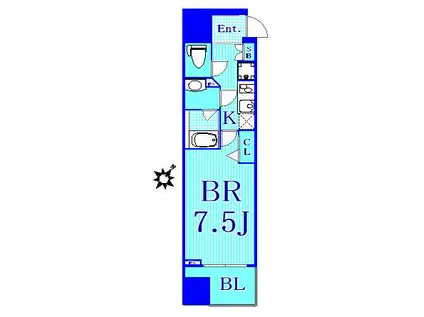 ハイズコンフロント横濱ベイ(1K/2階)の間取り写真