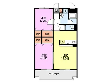 ベルオーク戸野目(2LDK/2階)の間取り写真