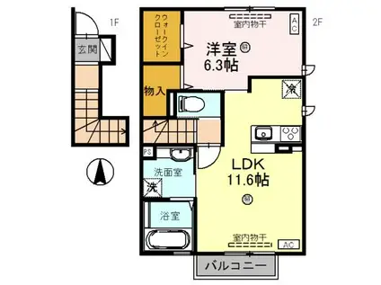 フリーデン文京(1LDK/2階)の間取り写真