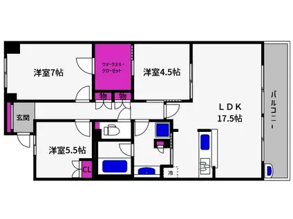 パークグラン西岡本(3LDK/3階)の間取り写真