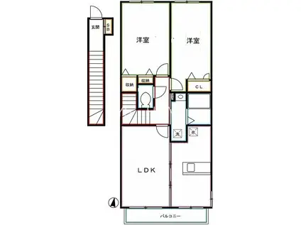 グランジュールアイリス(2LDK/2階)の間取り写真
