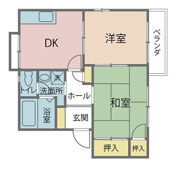 アミーズタウン(2DK/1階)の間取り写真