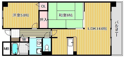 エスポワール弐番館(2LDK/1階)の間取り写真