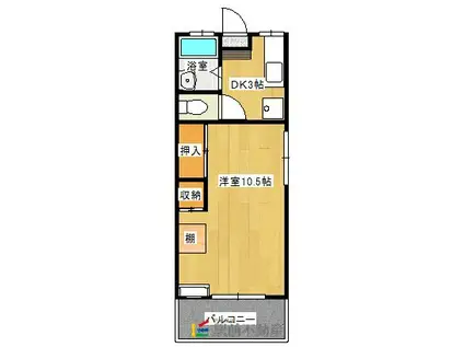 M-DOOR神園(1DK/2階)の間取り写真