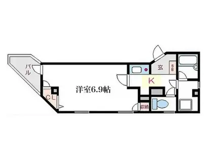 フェアロージェ錦糸町(1K/2階)の間取り写真
