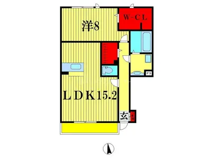 ユグドラシル(1LDK/1階)の間取り写真