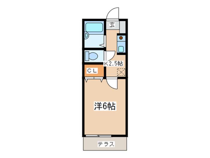 ベルビュー六会(1K/1階)の間取り写真