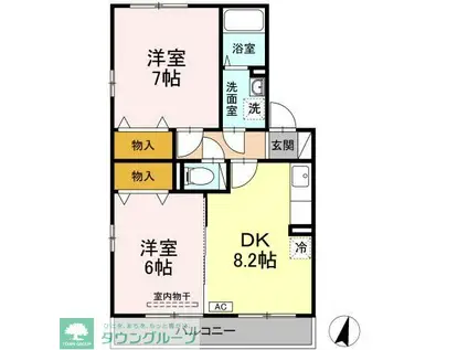 ポラリスA(2DK/2階)の間取り写真