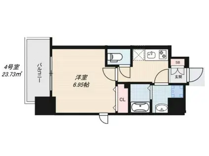 フォーリアライズ難波シエロ(1K/7階)の間取り写真