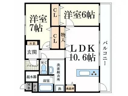 ビューティフルライフ(2LDK/3階)の間取り写真