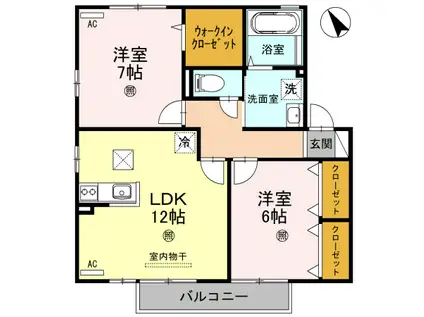 リビングタウン水口E棟(2LDK/1階)の間取り写真