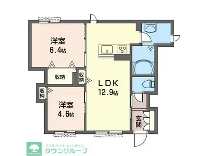リヴェール(2LDK/1階)の間取り写真