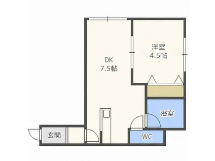 ルクリア47(1LDK/3階)の間取り写真